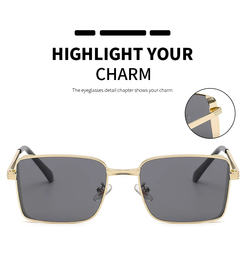 Classic Square Steampunk Sunglasses Luxury Brand Designer Men Women Retro Rectangle Punk Metal Frame Sun Glasses UV400