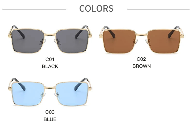 Classic Square Steampunk Sunglasses Luxury Brand Designer Men Women Retro Rectangle Punk Metal Frame Sun Glasses UV400