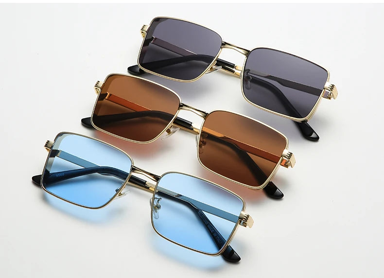 Classic Square Steampunk Sunglasses Luxury Brand Designer Men Women Retro Rectangle Punk Metal Frame Sun Glasses UV400