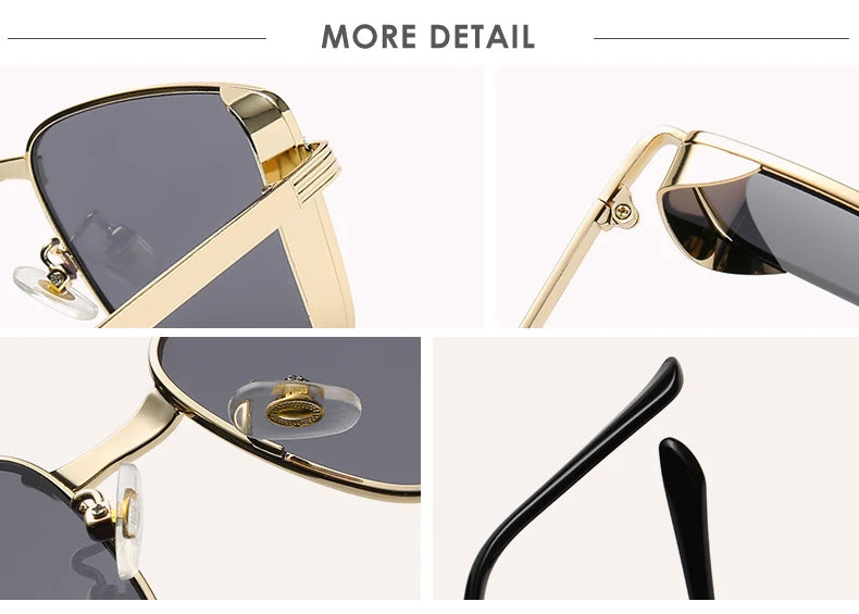 Classic Square Steampunk Sunglasses Luxury Brand Designer Men Women Retro Rectangle Punk Metal Frame Sun Glasses UV400