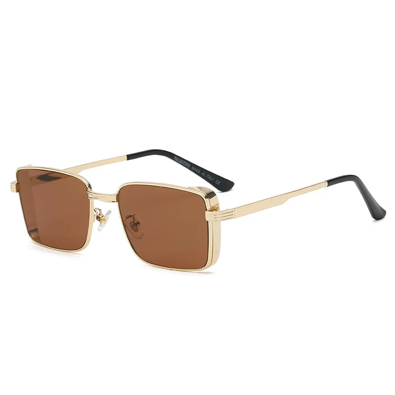 Classic Square Steampunk Sunglasses Luxury Brand Designer Men Women Retro Rectangle Punk Metal Frame Sun Glasses UV400