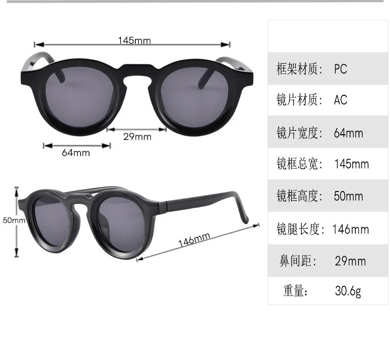 Round Sunglasses Women Men Punk Shades Retro Trending Sun Glasses Clear Lens Frame UV400 Female