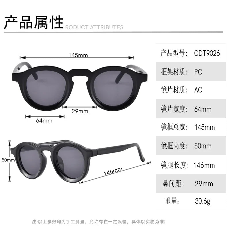 Round Sunglasses Women Men Punk Shades Retro Trending Sun Glasses Clear Lens Frame UV400 Female